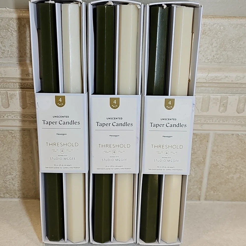 Threshold Studio McGee Olive & Cream Unscented Taper Candles (3Sets)